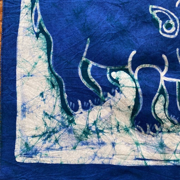 African Batik Hippo Hand Dyed Fabric Panel by Artist Theodore Asshola - Picture 4 of 8